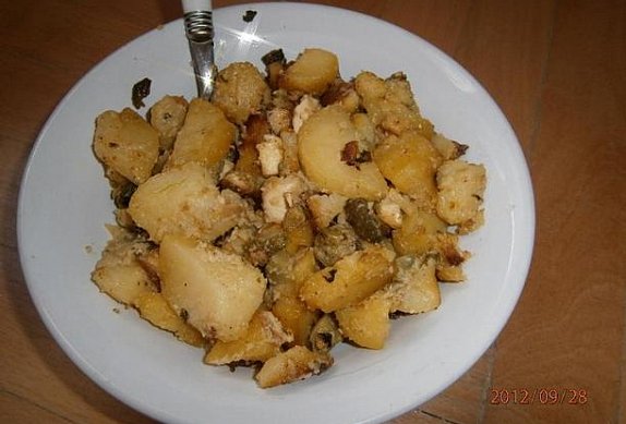 Zapečené brambory s uzeným tofu a zázvorem na koriandru